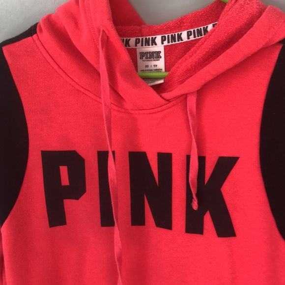 PINK Victoria’s Secret Coral Black Hoodie - Picture 2 of 4